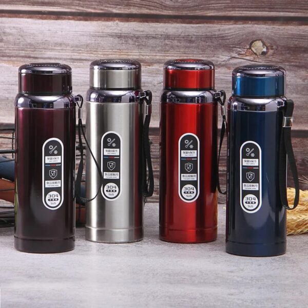 Hot and cold water vacuum flask with strap