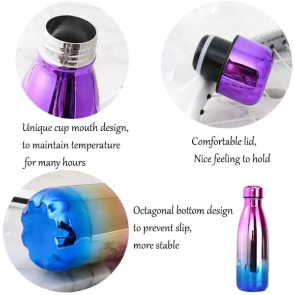 Shiny Rainbow Gradient Stainless Steel Water Bottle - 1000ml